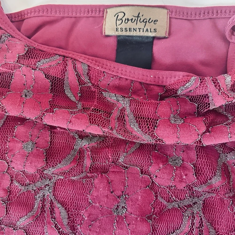 Boutique Essentials Size L Camisole Purple/Eggplant All Over Lace Adj Straps - Picture 1 of 7